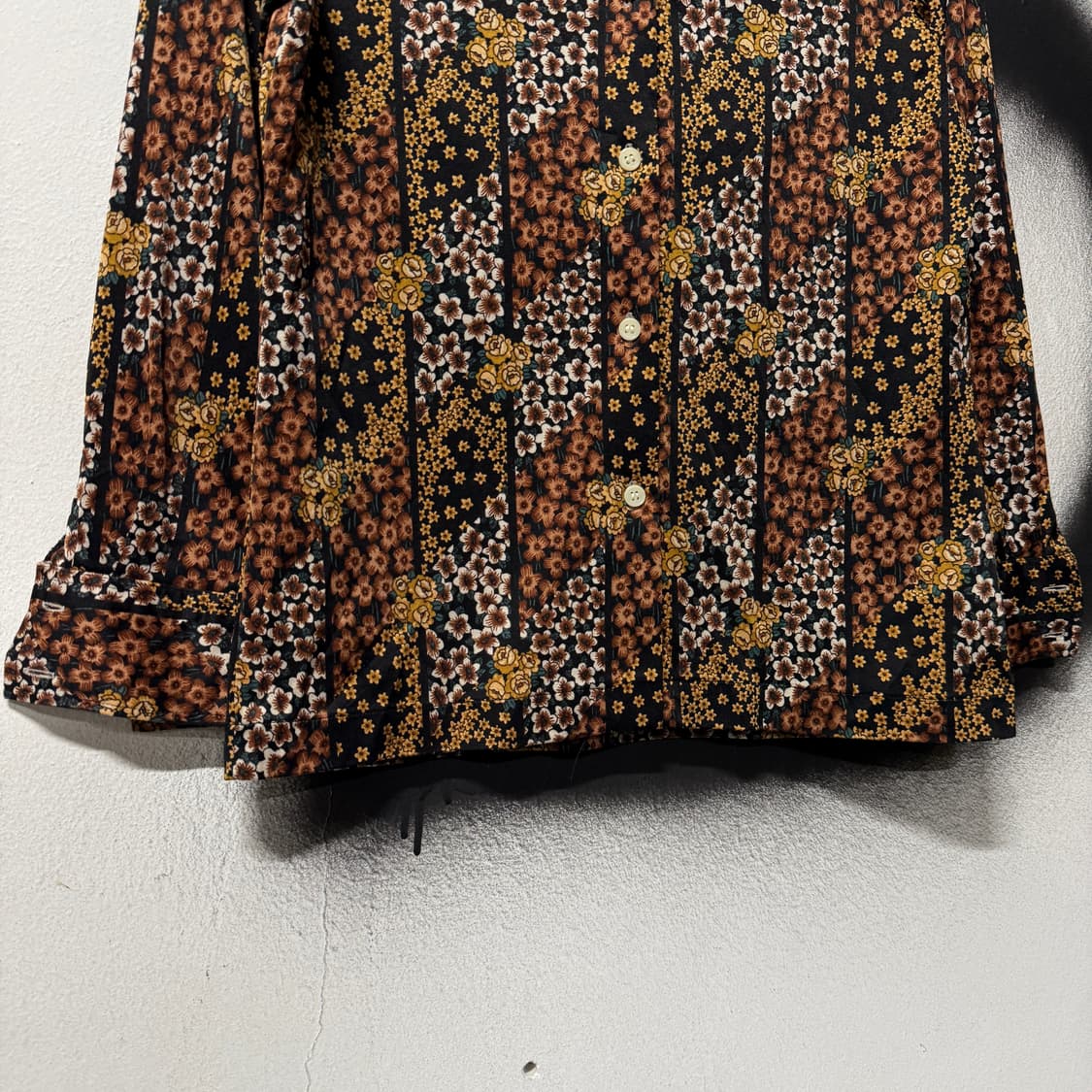 VTG 빈티지 브라운 플로럴 패턴 긴팔 셔츠 상품이미지4