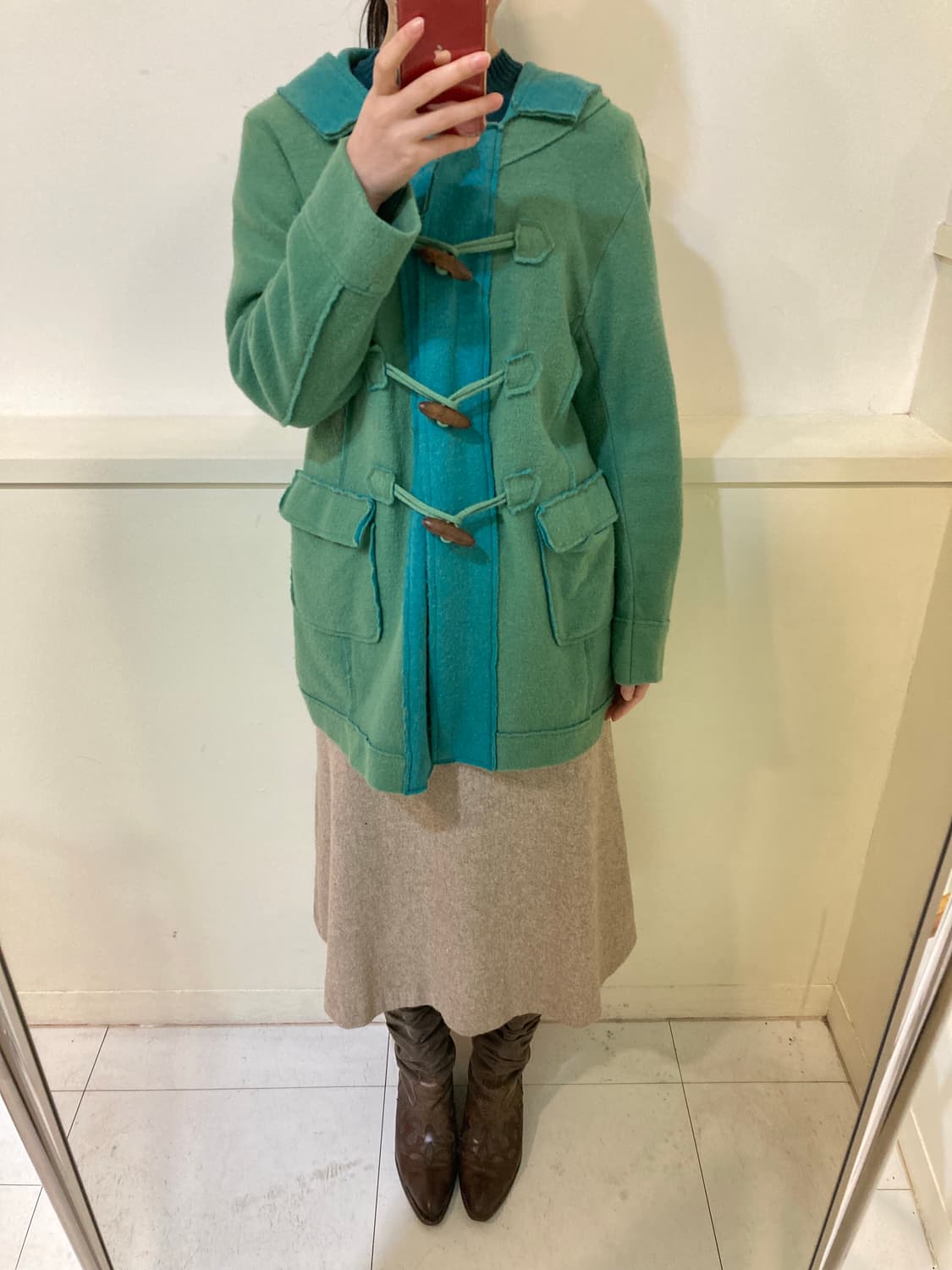 울 떡볶이 투톤 하프 코트 상품이미지8