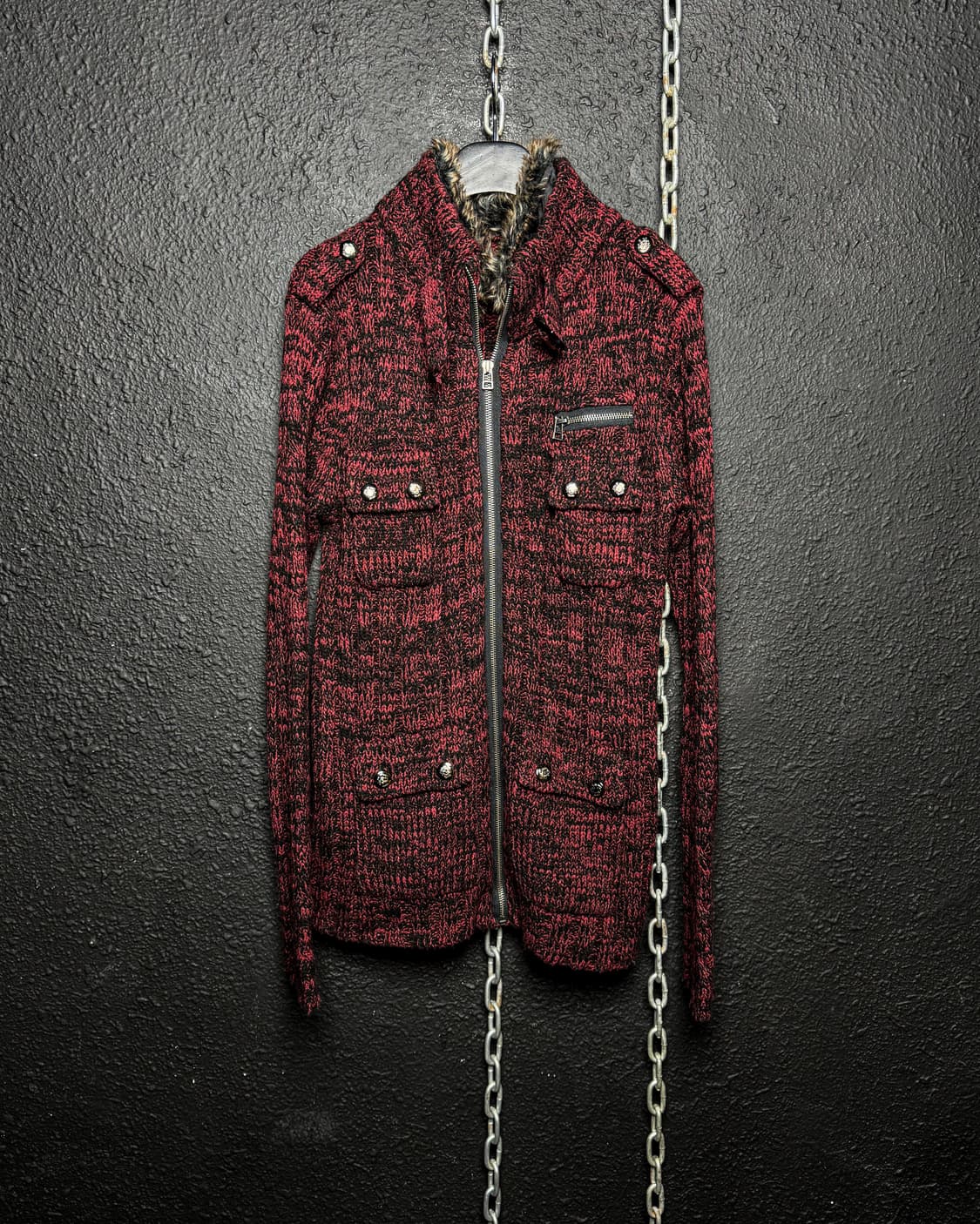 Double Focus – Fur Collar Knit Zip_up 상품이미지1