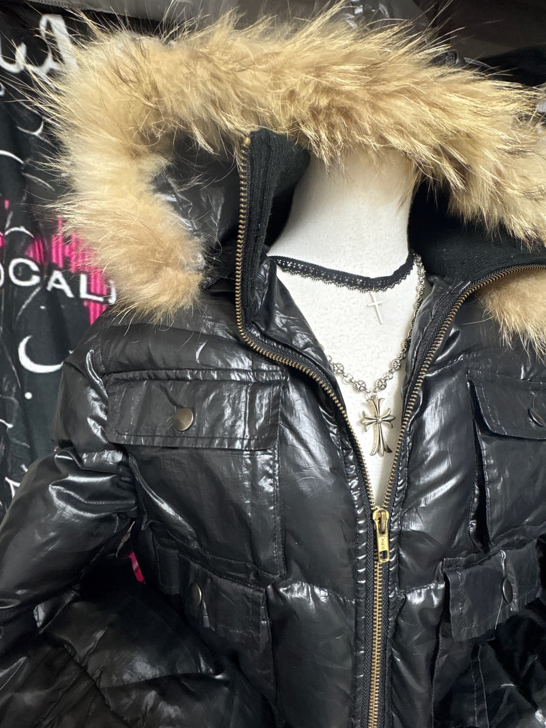 y2k 펑크 갸루 빈티지 퍼 패딩 상품이미지3