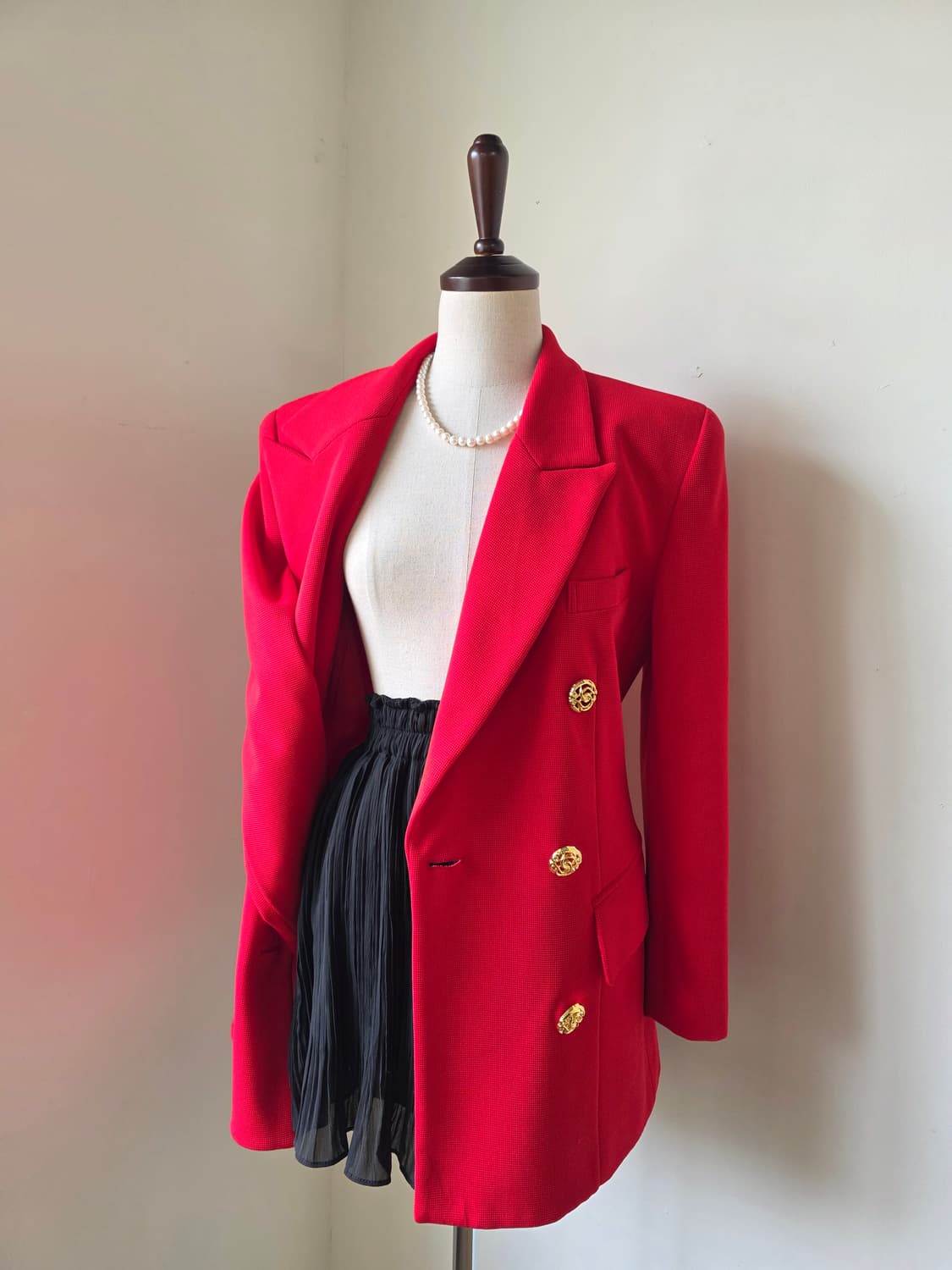 레드 금장 버튼 더블 블레이저 자켓 상품이미지1