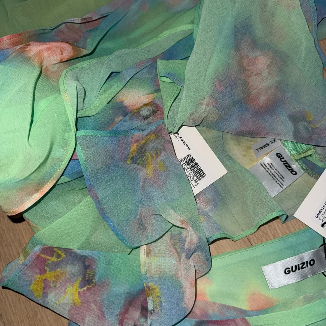 Guizio 쉬폰 랩 어라운드 셋업 xxs 탑 스커트 상품이미지7