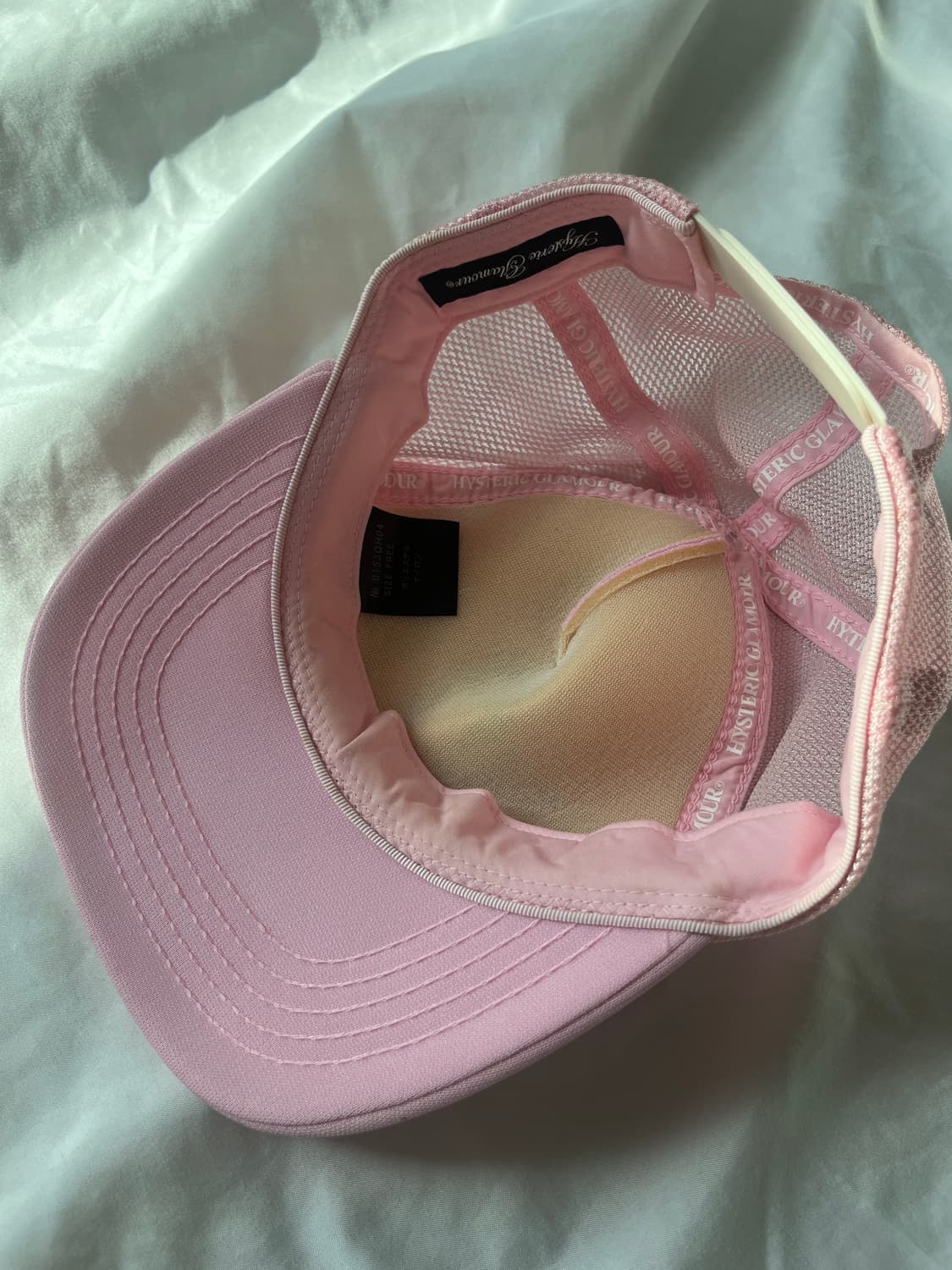 히스테릭 글래머 퍽베어 딸기우유 색 메쉬 캡 스냅백 모자 상품이미지2
