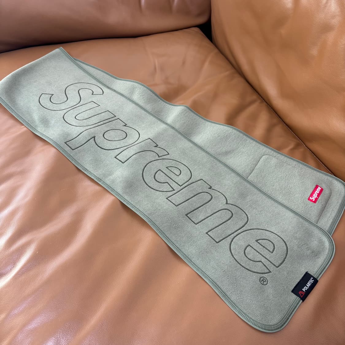 Supreme 슈프림 로고 카키 머플러 목도리 (Khaki) 상품이미지4