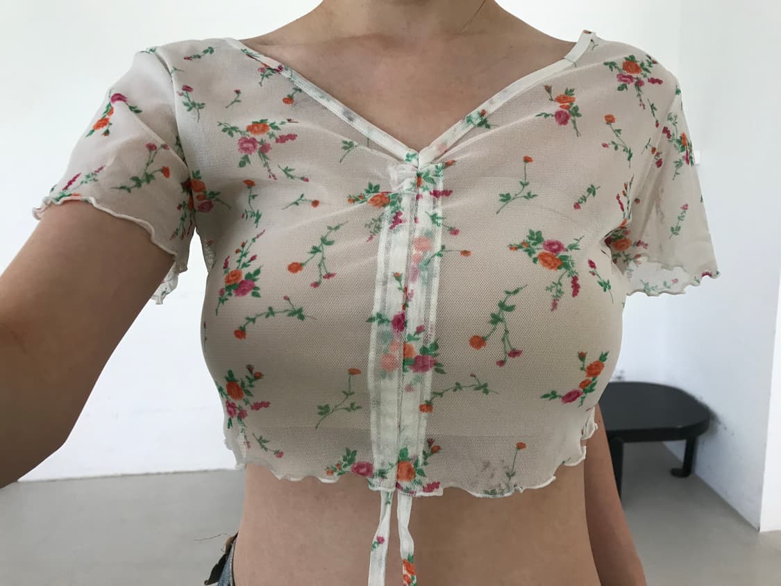vintage pattern mesh corp top 상품이미지4