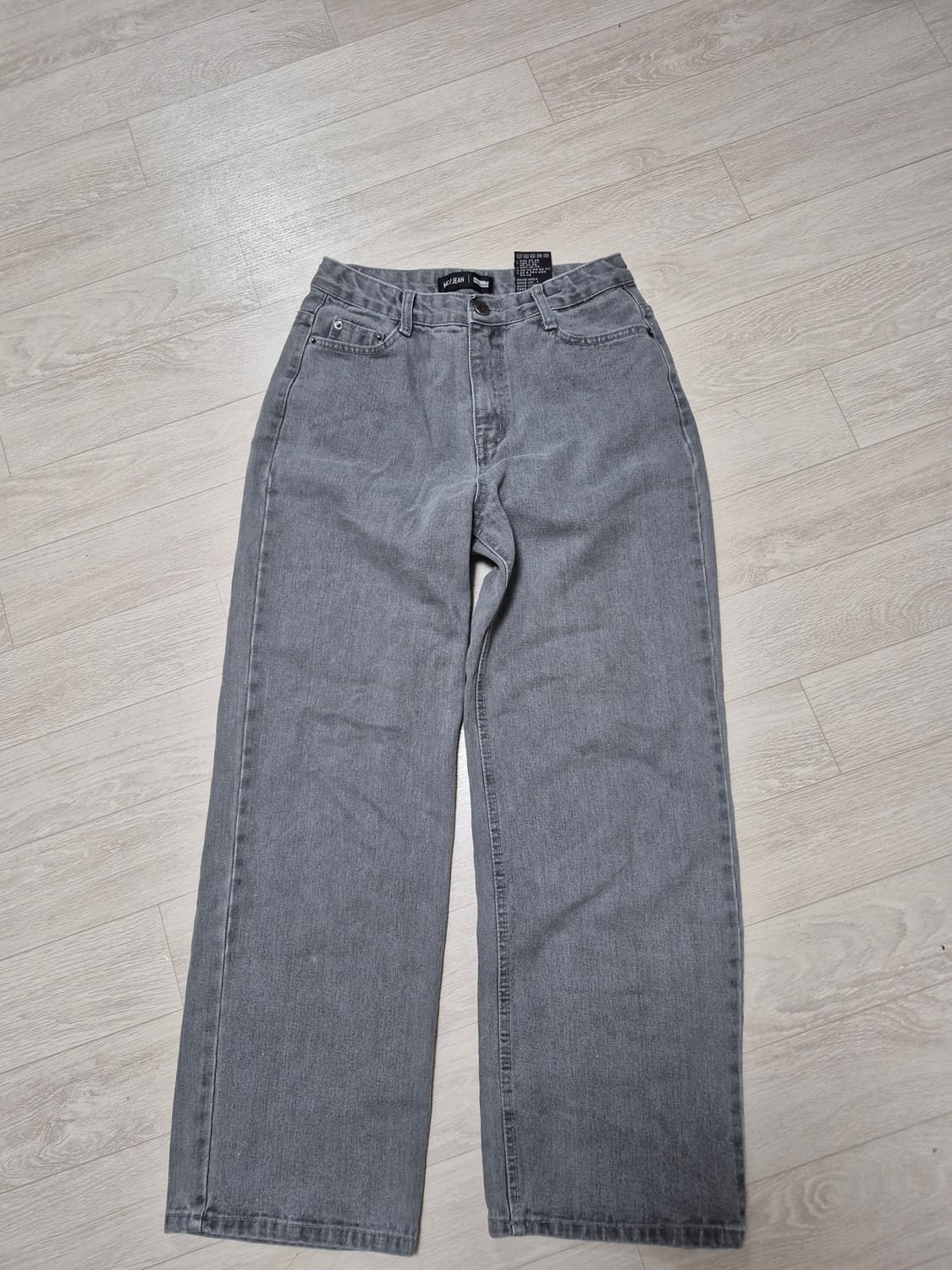 그레이 세미와이드 데님팬츠 상품이미지1