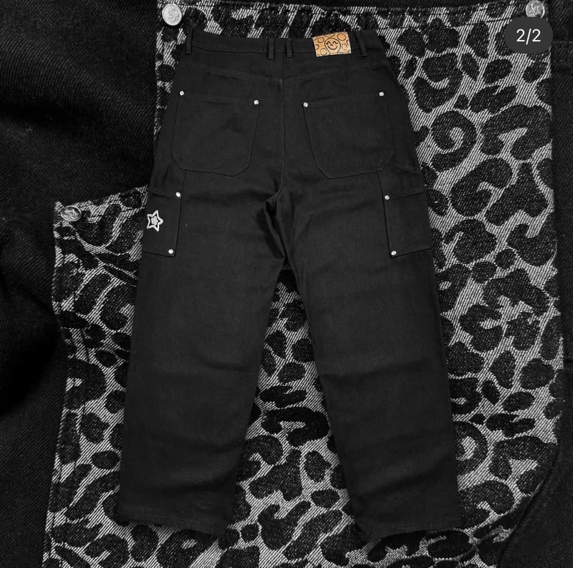 Star team leopard double knee jeans 상품이미지2