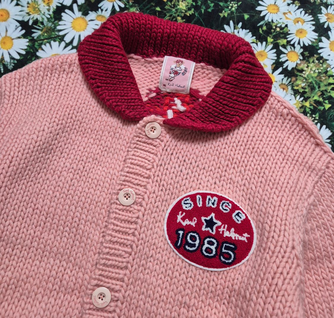 KARL HELMUT 칼헬무트 핑크 하키 곰돌이 니트 가디건 성인M 상품이미지4