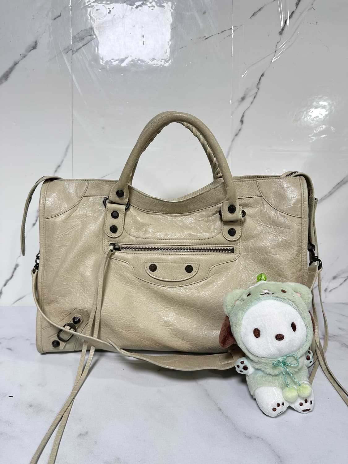 [A+ 정품] 발렌시아가 시티 모터백 미디움 아이보리 상품이미지4