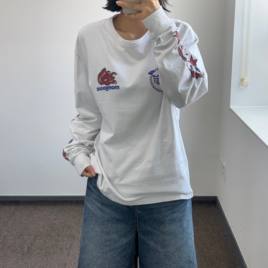 Vans 반스 백 로고 사이드 포인트 화이트 롱슬리브 상품이미지1