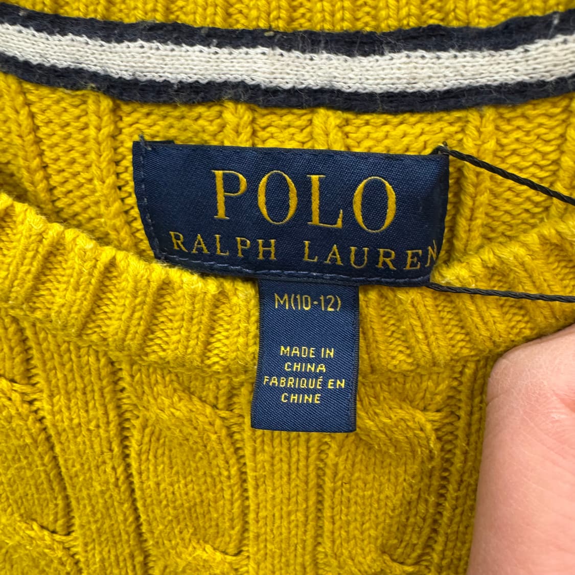 폴로 랄프로렌 케이블 니트 네이비 포니 로고 포인트 옐로우 상품이미지6