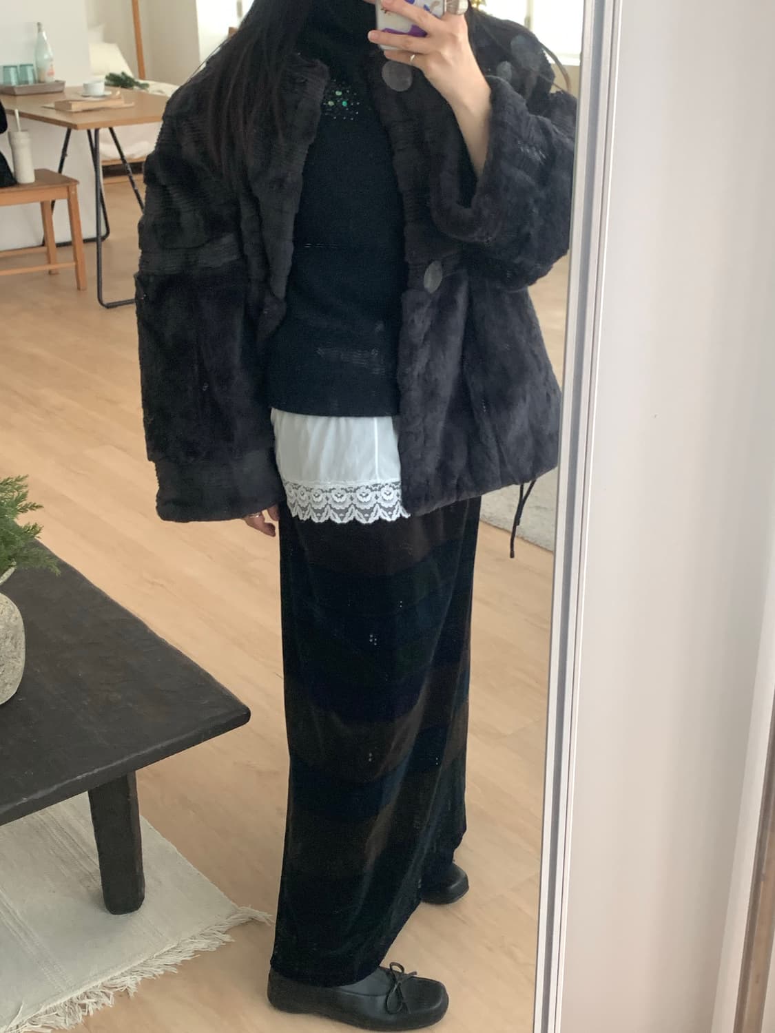 Stripe velvet long Sk 상품이미지2