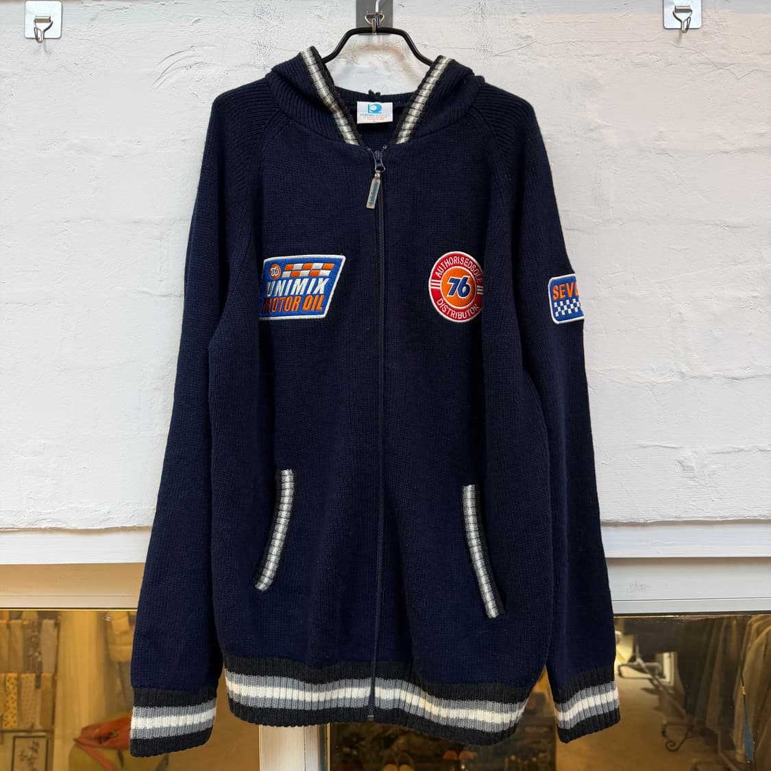 76 Lubricants 레이싱 로고 패치 니트 후드 집업 L 상품이미지1