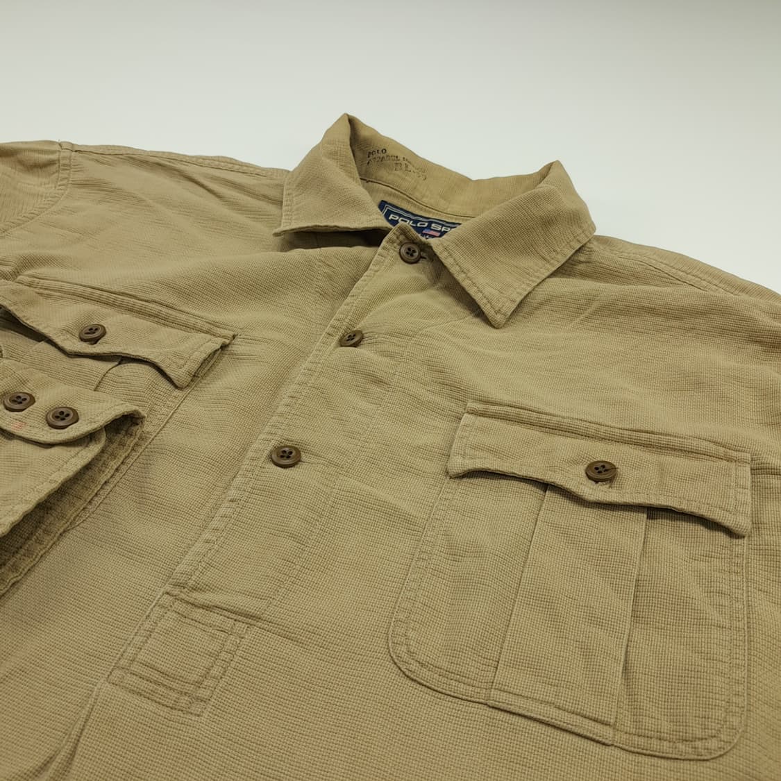CN861 L 폴로 랄프로렌 사파리 베이지 유틸리티 하프오픈 셔츠 남방 상품이미지6