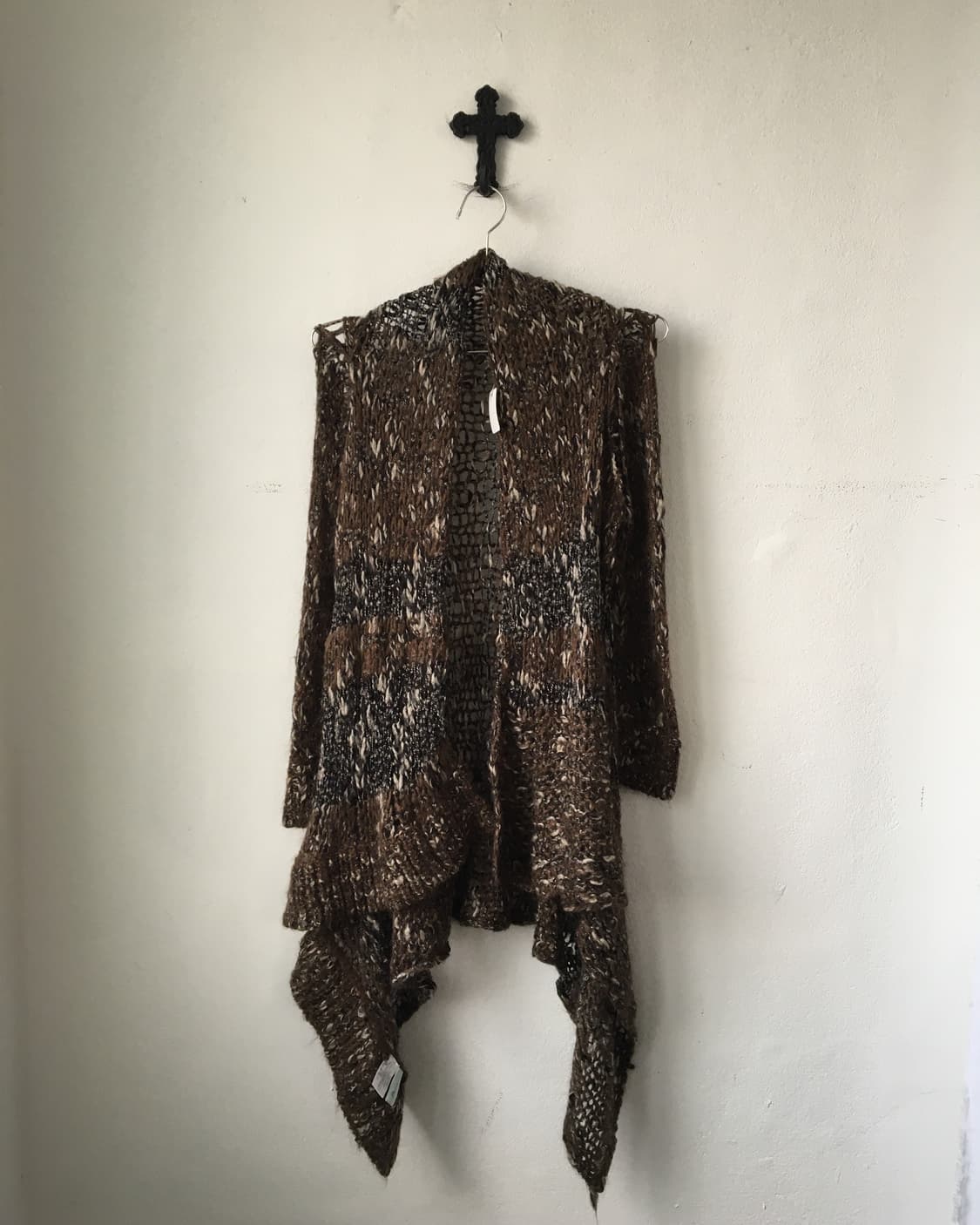 Drape unbalanced open knit cardigan 상품이미지2