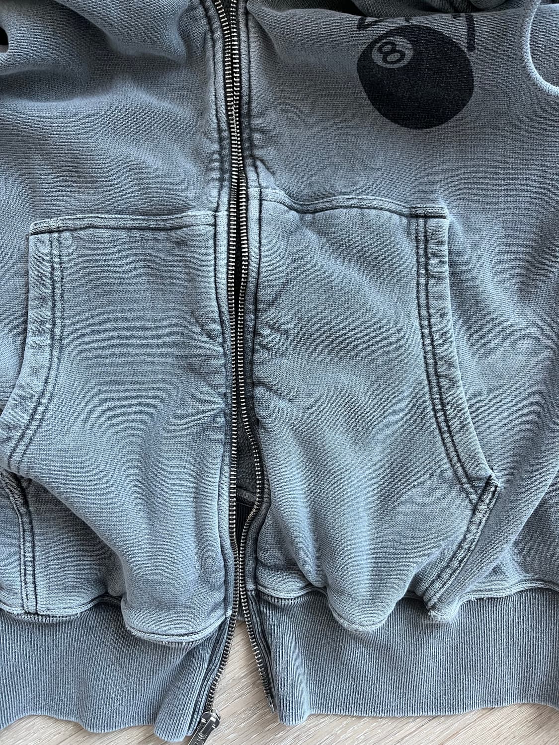 스투시 8볼 피그먼트 후드집업 블랙 s size 상품이미지7