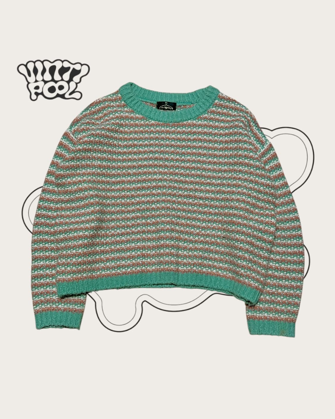 빈티지 스트라이프 반크롭 니트 스웨터 상품이미지1