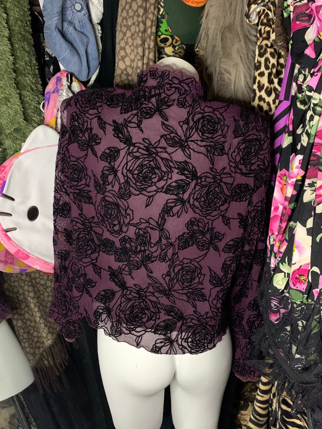 고스 로리 긱시크 오리엔탈 y2k 장미 블라우스 상품이미지4