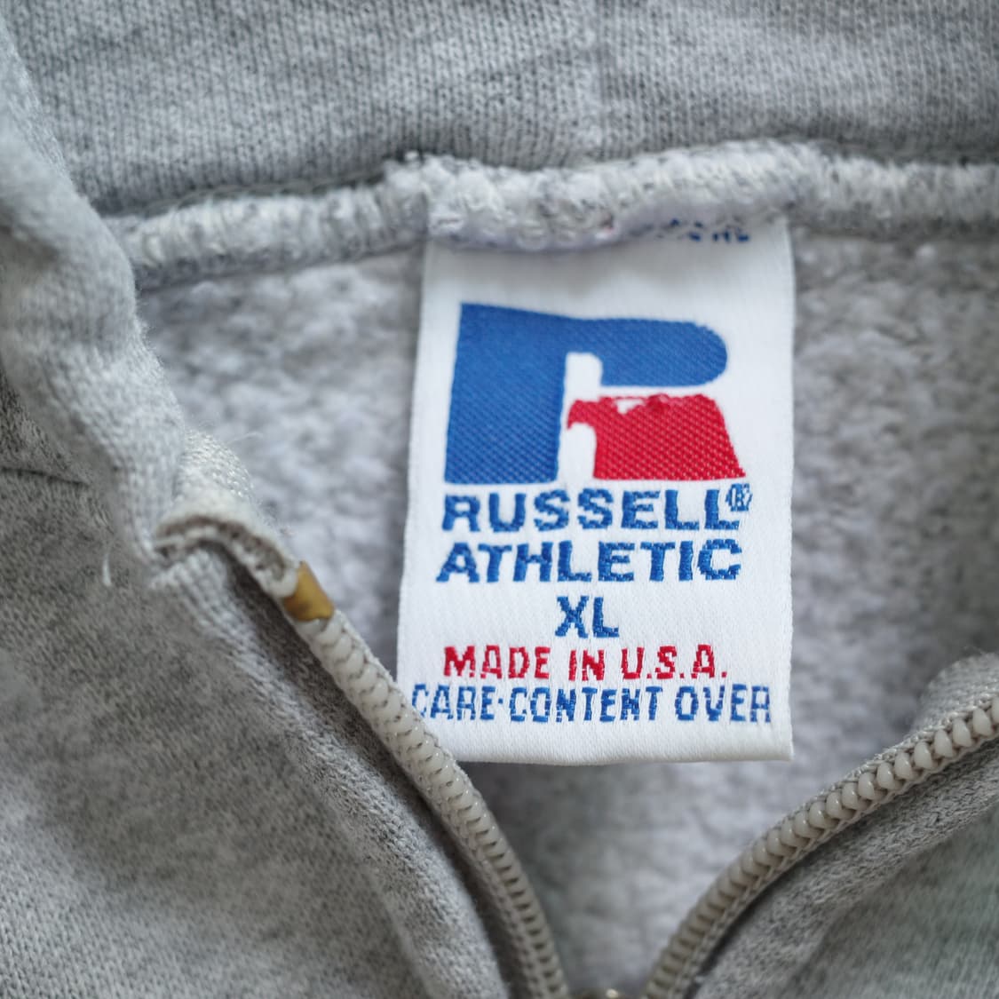 90s 러셀 애슬레틱 MADE IN USA 그레이 후드집업 XL 상품이미지6