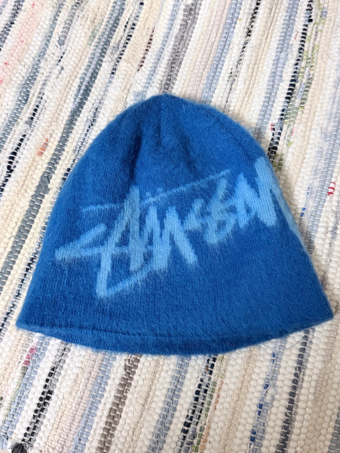 스투시 브러쉬드 아웃 스탁 스컬캡 비니 블루 상품이미지2