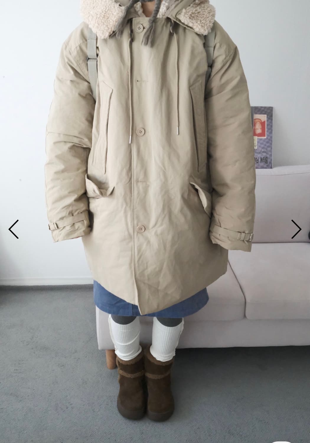 키이라 카키베이지 야상 패딩(덕다운 100) 상품이미지1