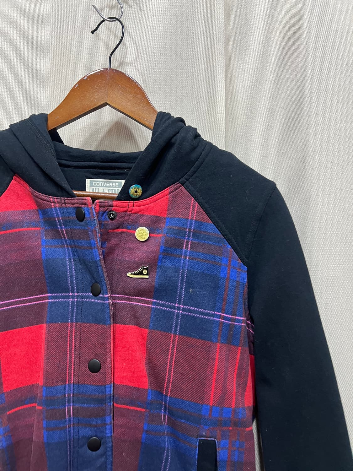컨버스 체크 후드 블루종 자켓  상품이미지4