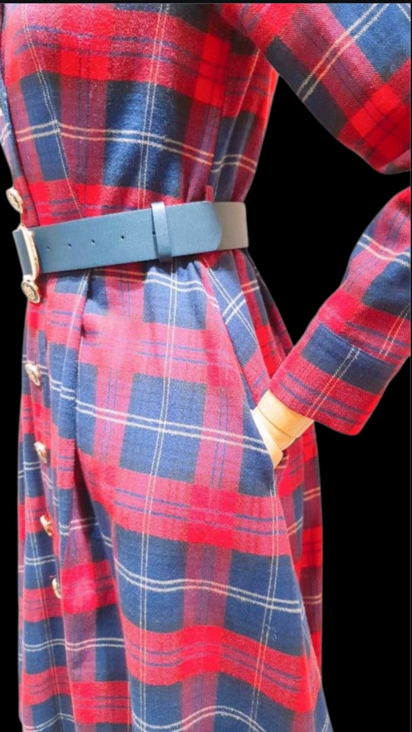 샤틴 울 체크 벨티드 A라인 미디원피스 66 상품이미지4