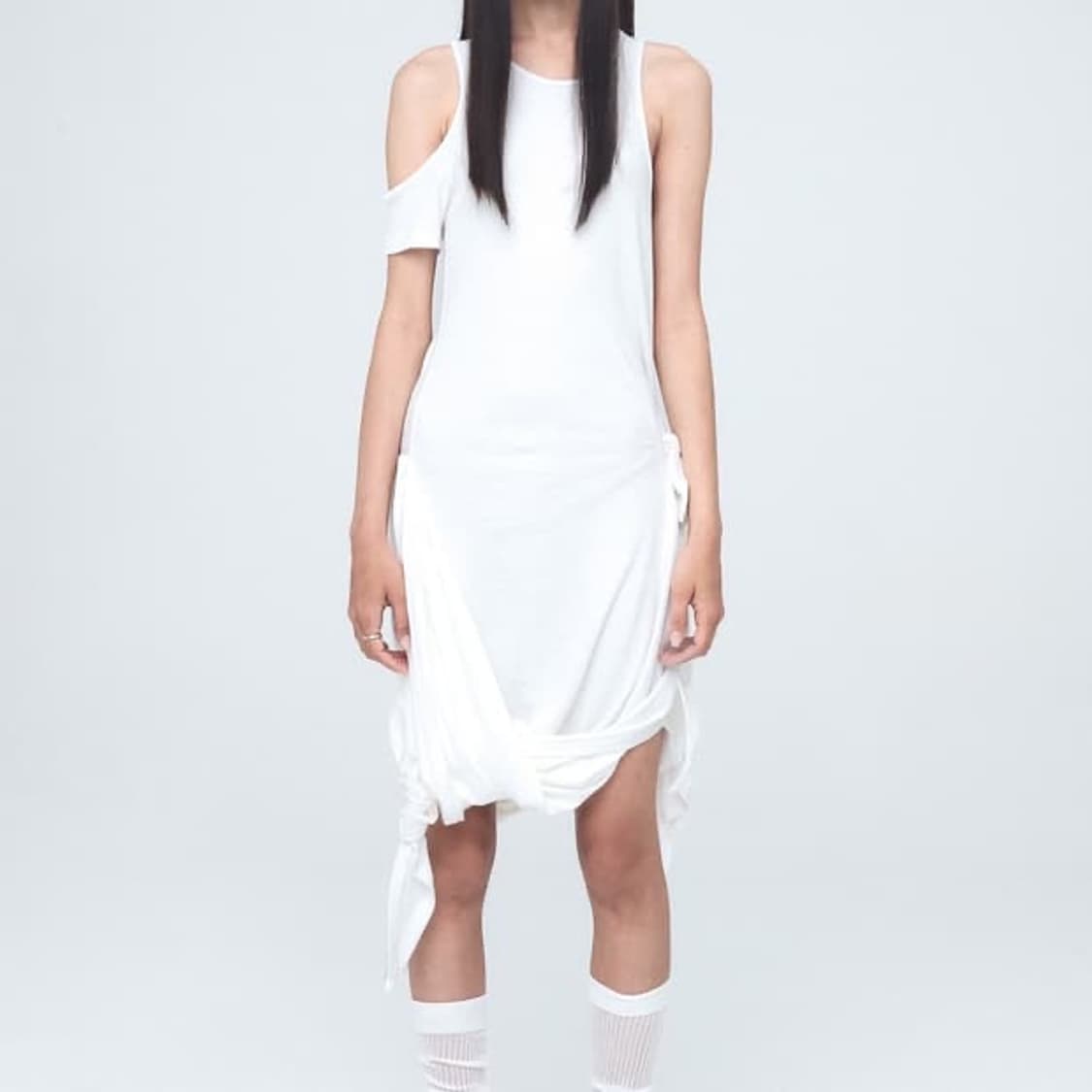 나체 원피스 드레스ASYMMETRIC DRAPING DRESS WHITE 상품이미지1