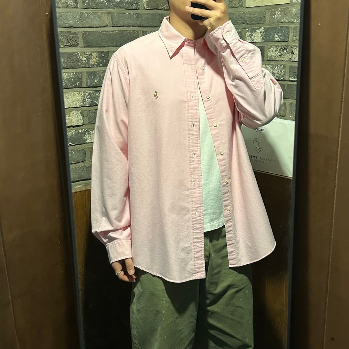 XL) 폴로 랄프로렌 클래식 핑크 옥스포드 셔츠 커스텀핏 상품이미지8