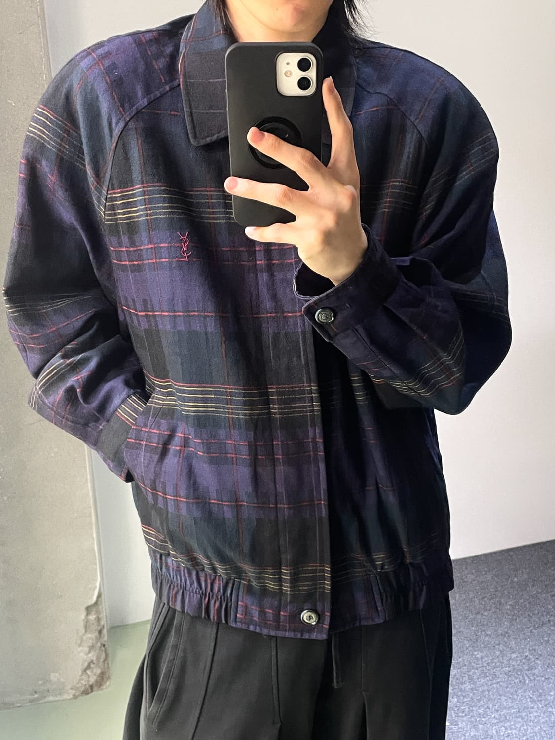 입생로랑 90s YSL 체크 울 자켓 상품이미지1