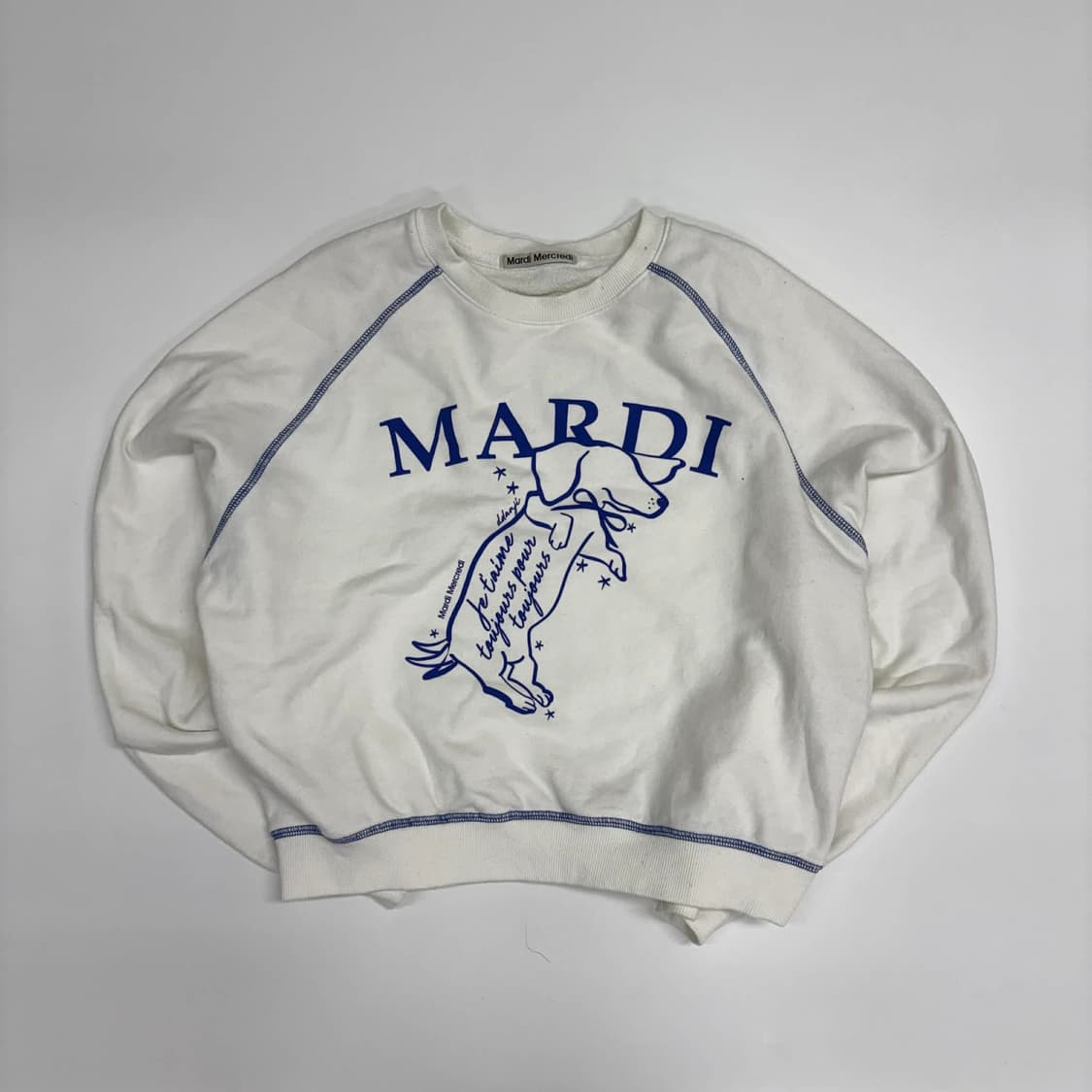 마르디 메르크디 화이트 세미크롭 걸즈 스웨트셔츠 맨투맨(OS) 상품이미지2
