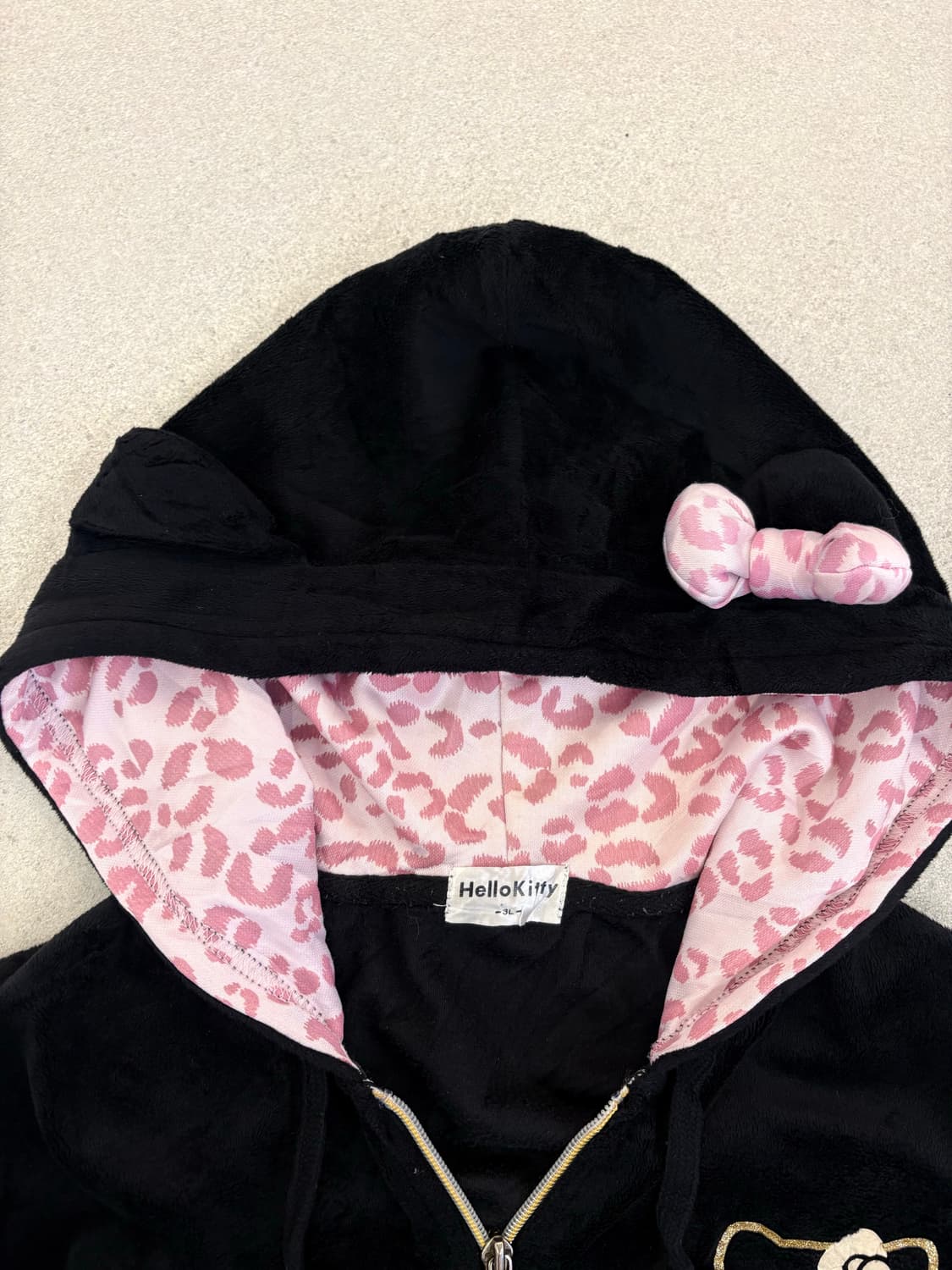 벨벳 블랙 핑크 키티 후드집업 상품이미지4