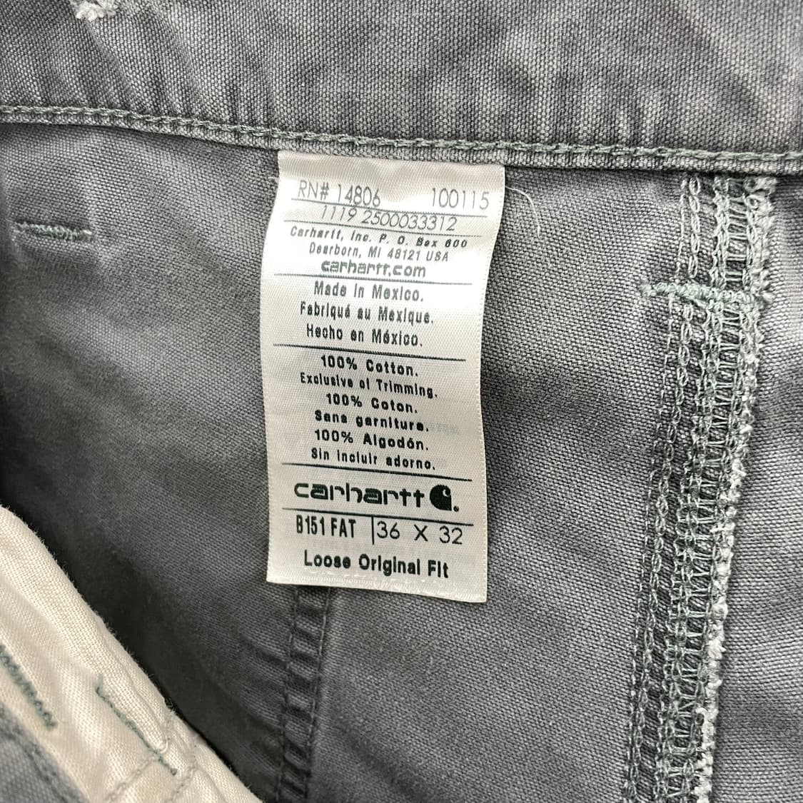칼하트 OG 가죽패치 카펜터 하드 페이딩 와이드 워크팬츠 상품이미지7