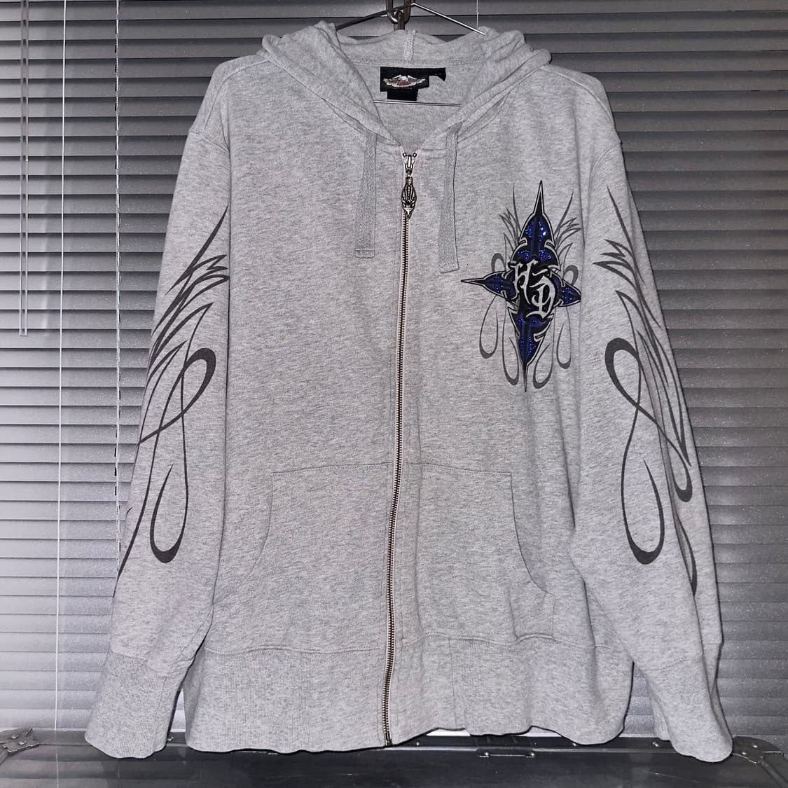 2009 할리데이비슨 블루 블링 & 플레임 후드 집업 상품이미지2