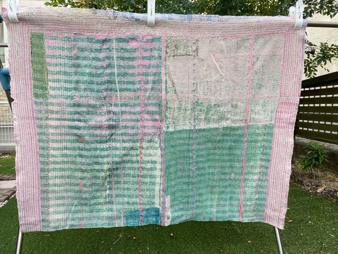 빈티지 칸타 퀼트 러그 블랭킷 인도 퀼트 보로 사시코 상품이미지1