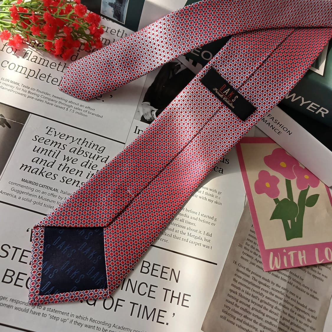 DAKS 닥스 실크 레드 패턴 넥타이 8cm A+등급 E844
 상품이미지3