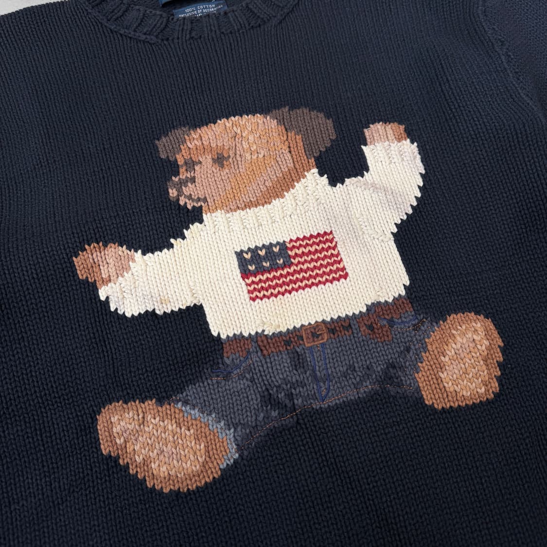 폴로 베어 대장 성조기 코튼 핸드 니트 상품이미지3