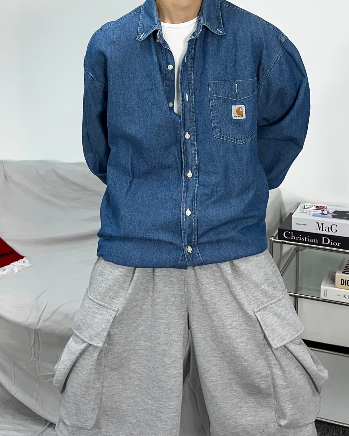 칼하트 90s 중청 데님 셔츠 L 상품이미지2