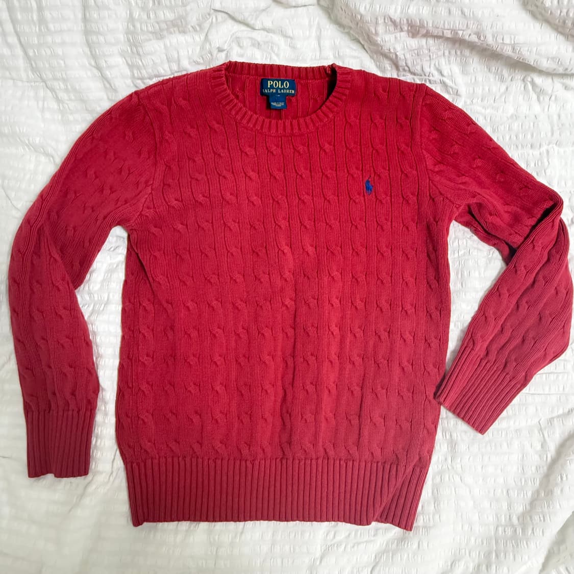 폴로 케이블 코튼 니트 레드 M 상품이미지1