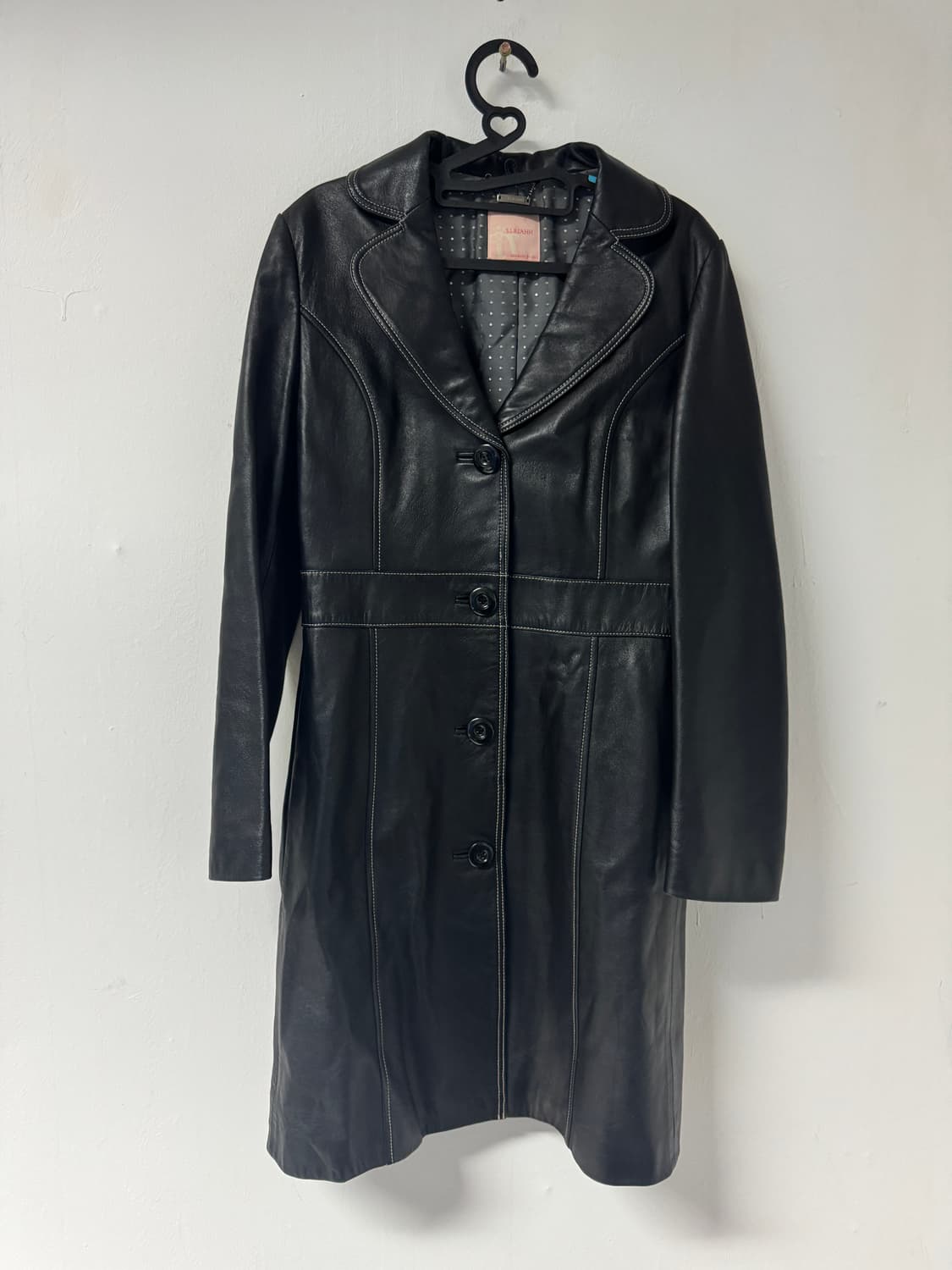 여성 에셀리아 빈티지 양가죽 코트 자켓 55 블랙 상품이미지3