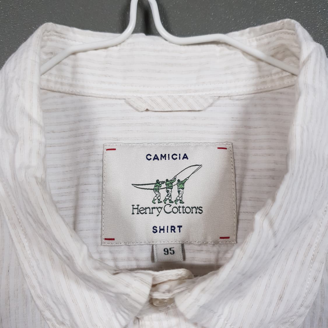 95 (M) 헨리코튼 신형 린넨 믹스 버튼다운 스트라이프 셔츠 컴포트핏 상품이미지5