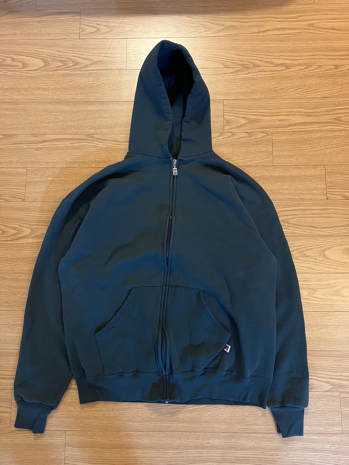 90s 러셀 빈티지 후드집업 딥그린 XL 상품이미지2