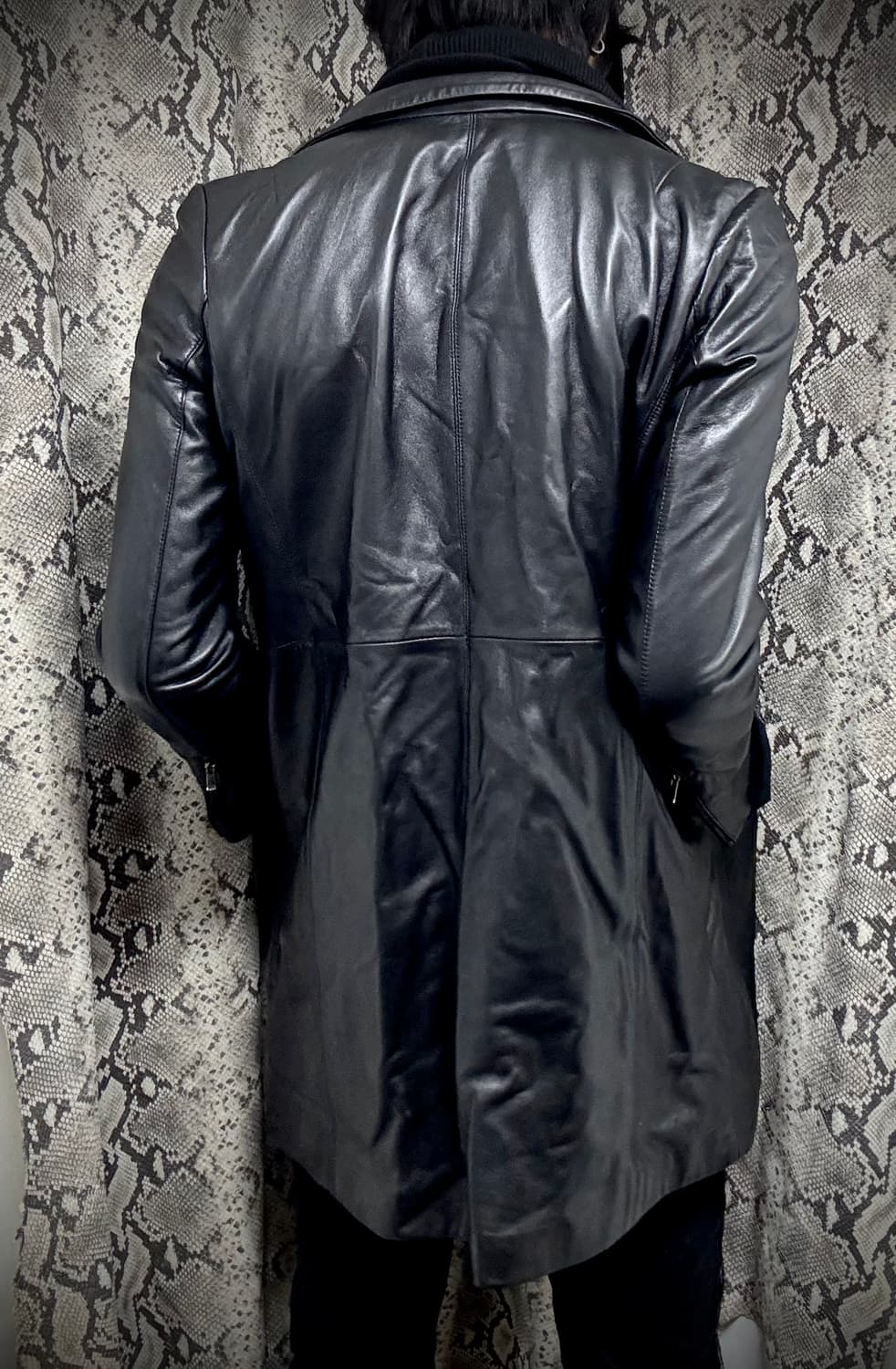 SheepSkin Scarf Layered Leather Long Jac 상품이미지5