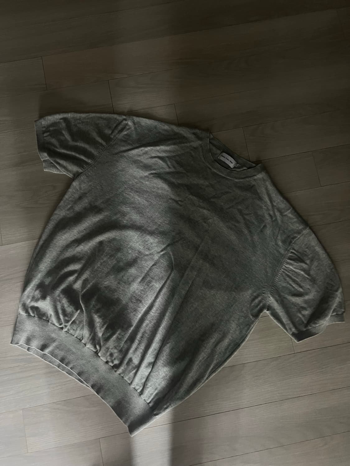 스테디에브리웨어 라운드넥 반팔 니트 멜란지그레이 4사이즈 상품이미지1