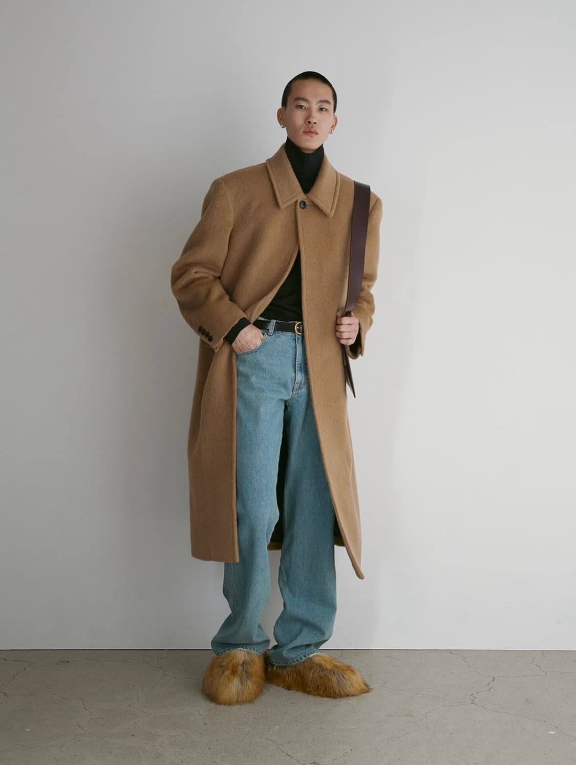 렉토 FW 라마 울 블렌드 발마칸 코트 오커 상품이미지3