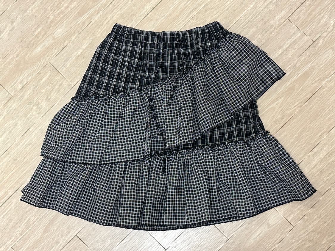 인앤양인하모니 프릴 스커트 체크 미디 스커트 상품이미지2