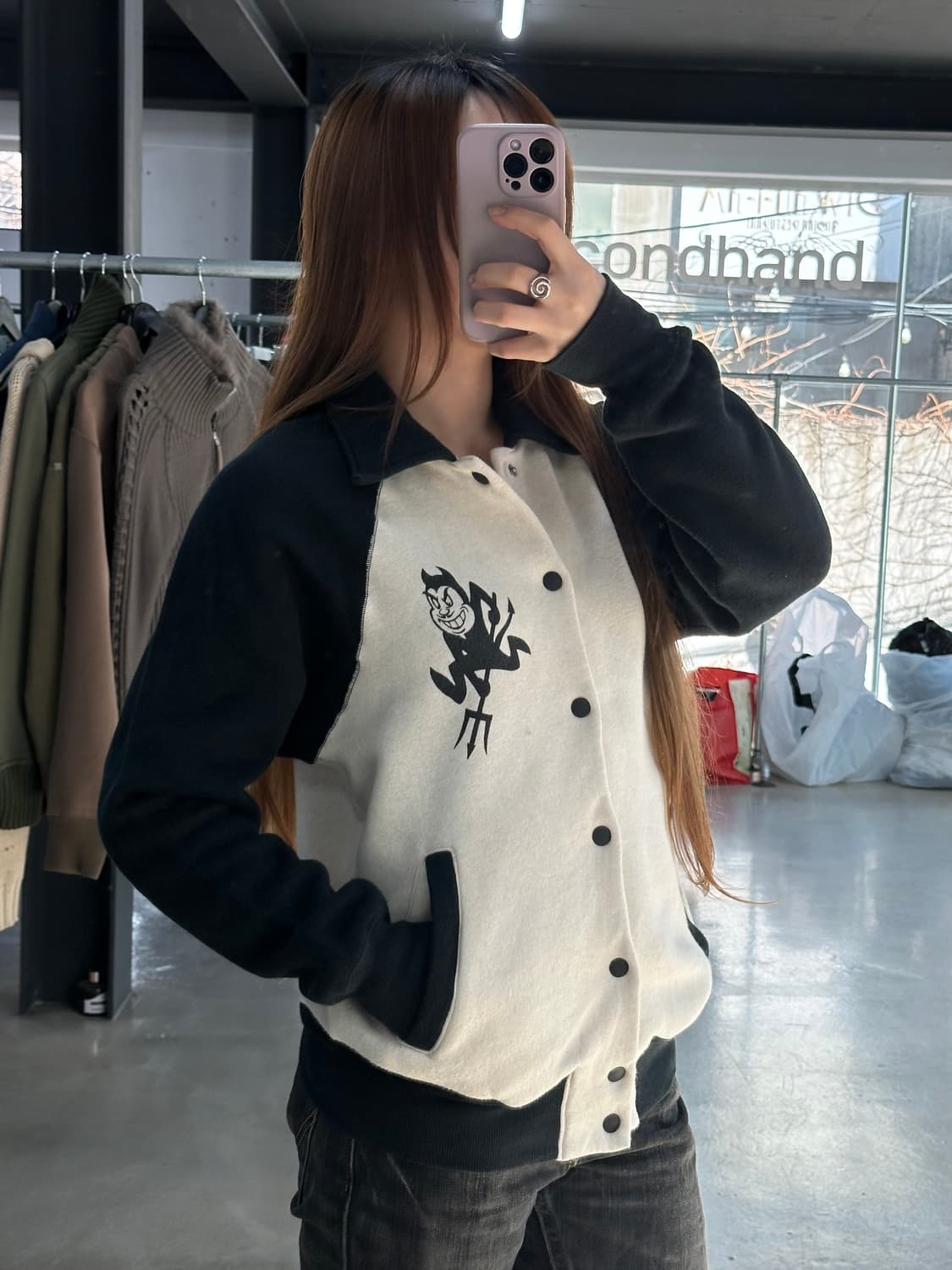 히스테릭글래머 데빌 백로고 스웻 바시티자켓 상품이미지4