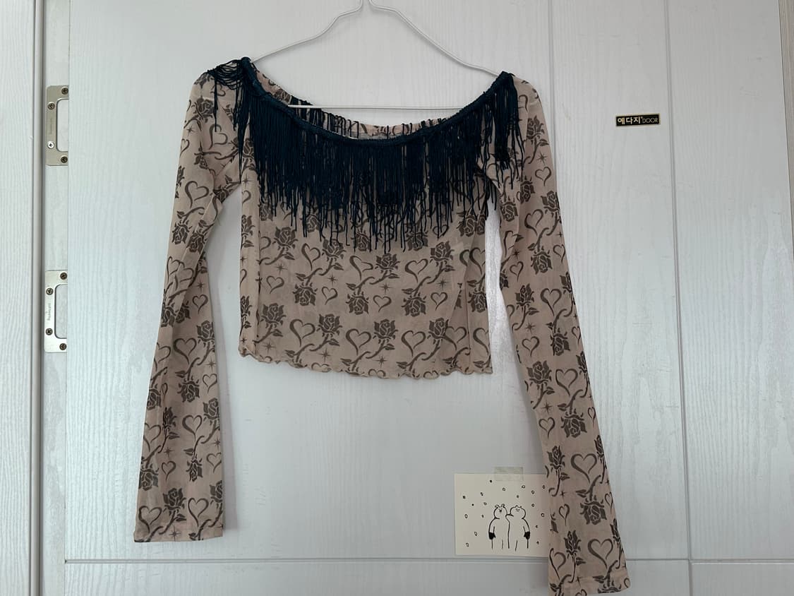 145 office 오프숄더 프린지 셔츠 상품이미지3