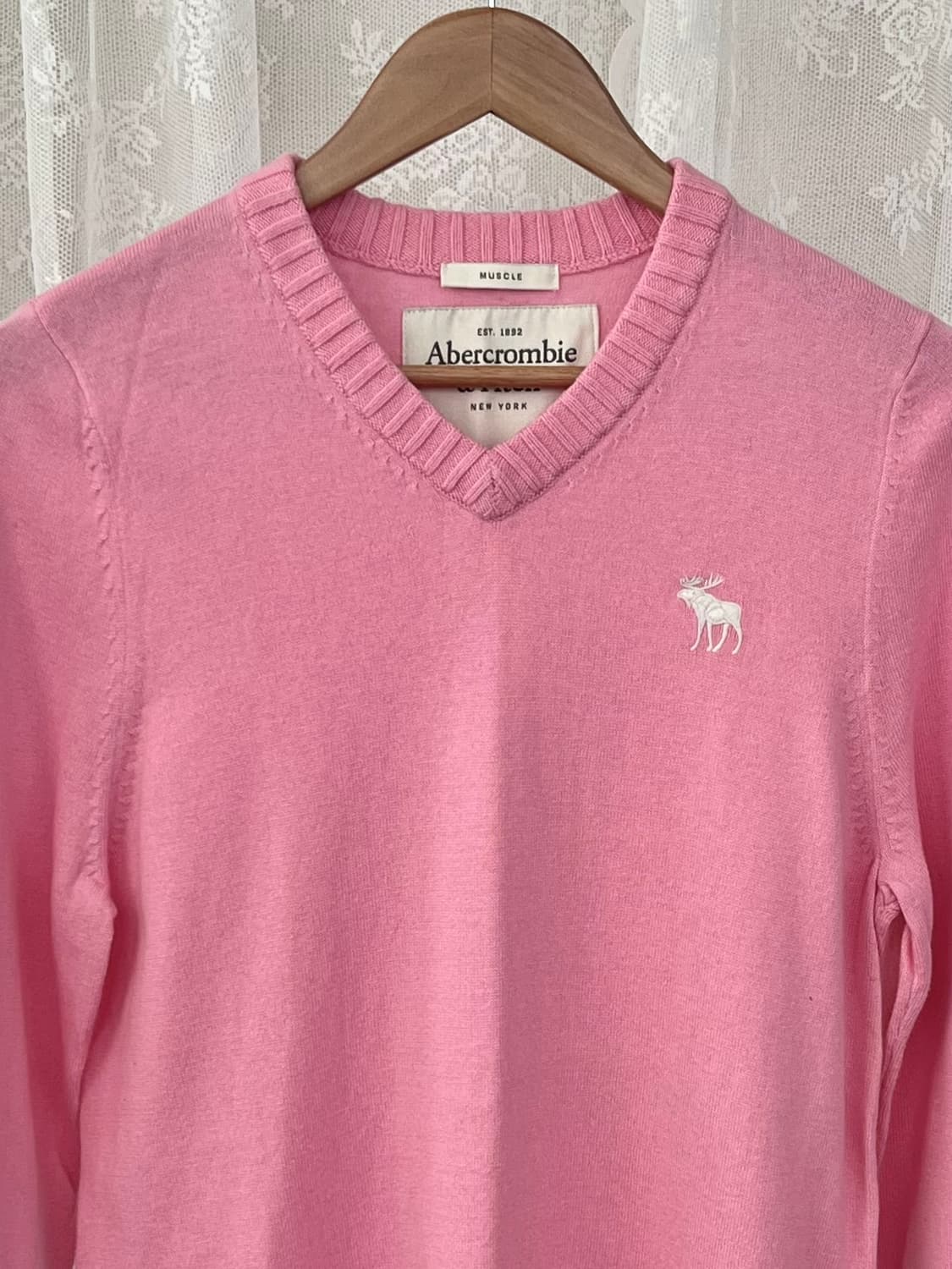 L) 아베크롬비 브이넥 캐시미어 블렌드 니트 핑크 상품이미지3