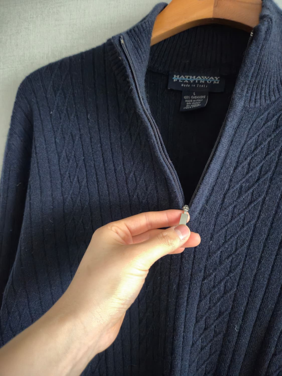 캐시미어 100 반폴라 집업 니트 상품이미지2